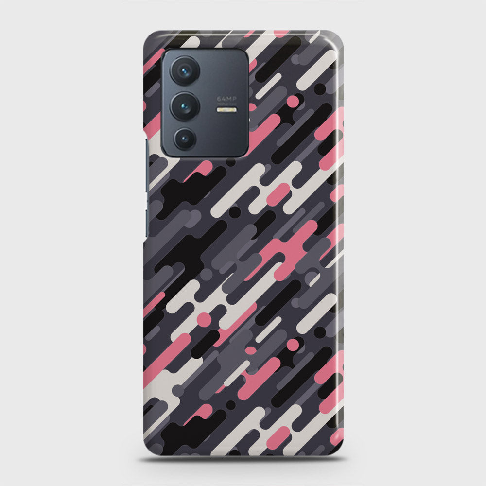 Vivo V23 5G Cover - Camo Series 3 - Pink & Grey Design - Matte Finish - Snap On Hard Case with LifeTime Colors Guarantee