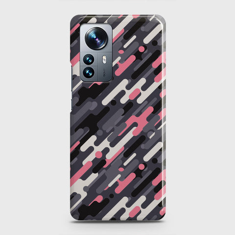 Xiaomi 12 Pro Cover - Camo Series 3 - Pink & Grey Design - Matte Finish - Snap On Hard Case with LifeTime Colors Guarantee