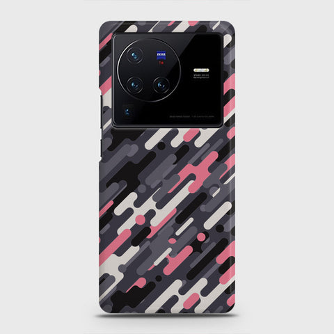 Vivo X80 Cover - Camo Series 3 - Pink & Grey Design - Matte Finish - Snap On Hard Case with LifeTime Colors Guarantee