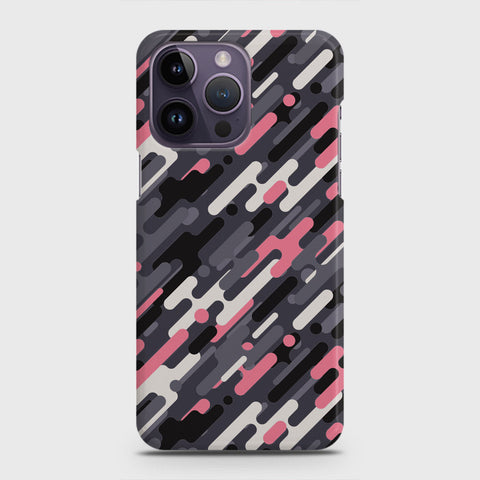 iPhone 14 Pro Cover - Camo Series 3 - Pink & Grey Design - Matte Finish - Snap On Hard Case with LifeTime Colors Guarantee