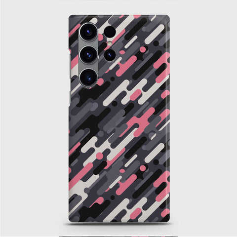 Samsung Galaxy S23 Ultra Cover - Camo Series 3 - Pink & Grey Design - Matte Finish - Snap On Hard Case with LifeTime Colors Guarantee