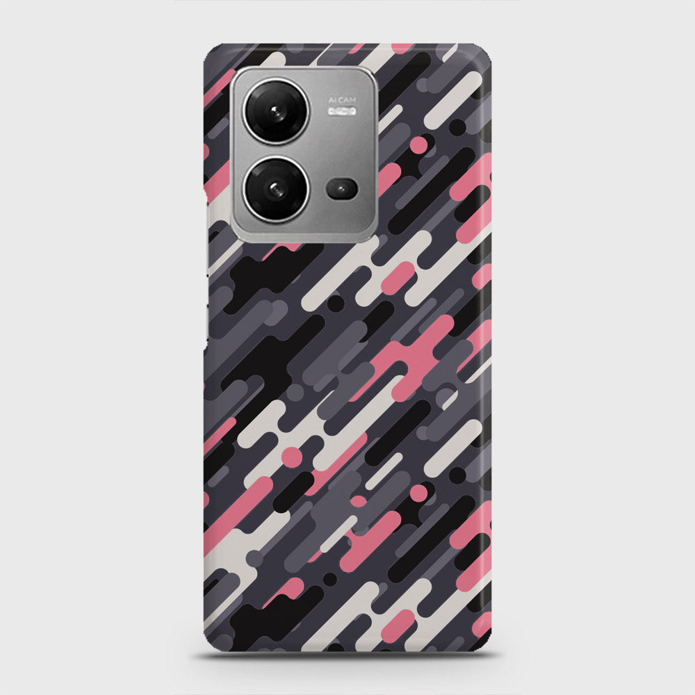 Vivo V25 Cover - Camo Series 3 - Pink & Grey Design - Matte Finish - Snap On Hard Case with LifeTime Colors Guarantee