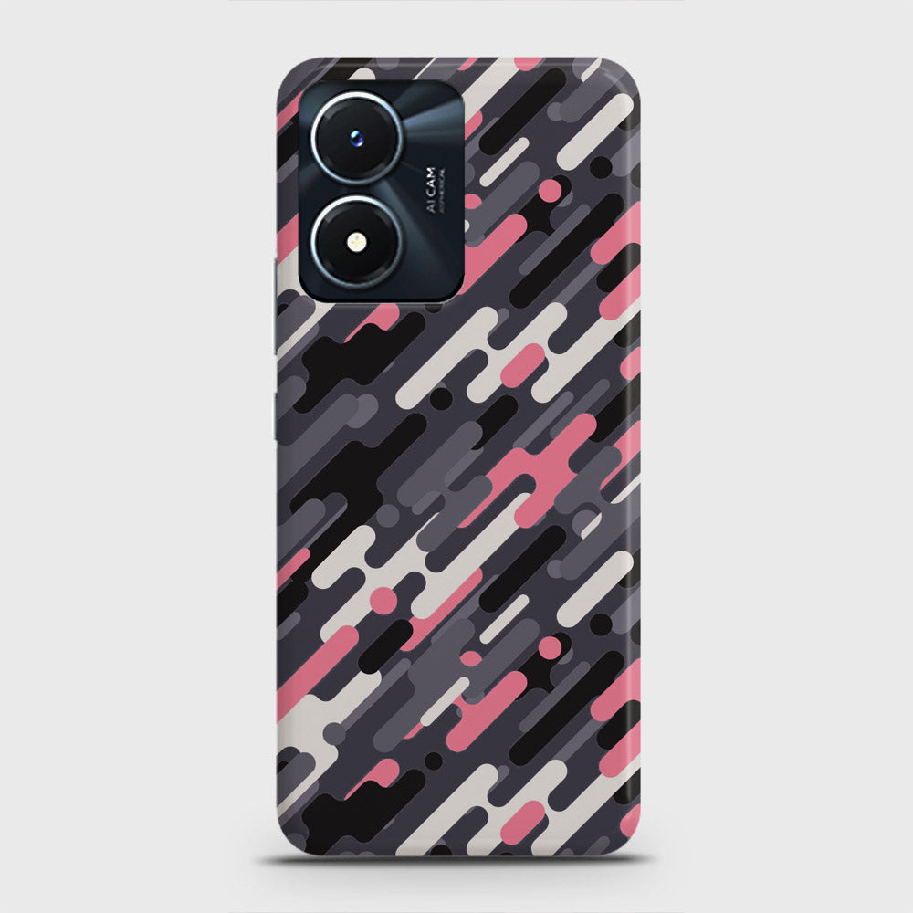 Vivo Y02s Cover - Camo Series 3 - Pink & Grey Design - Matte Finish - Snap On Hard Case with LifeTime Colors Guarantee