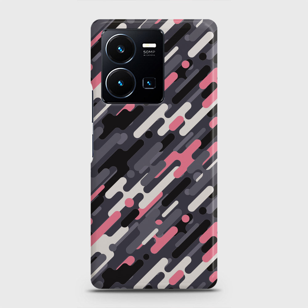 Vivo Y35 Cover - Camo Series 3 - Pink & Grey Design - Matte Finish - Snap On Hard Case with LifeTime Colors Guarantee