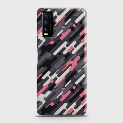 Vivo Y20A  Cover - Camo Series 3 - Pink & Grey Design - Matte Finish - Snap On Hard Case with LifeTime Colors Guarantee