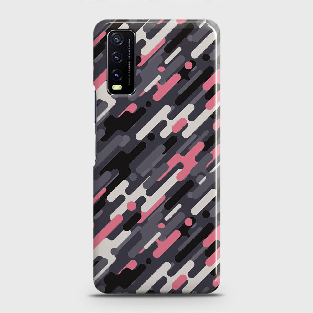 Vivo Y20s  Cover - Camo Series 3 - Pink & Grey Design - Matte Finish - Snap On Hard Case with LifeTime Colors Guarantee