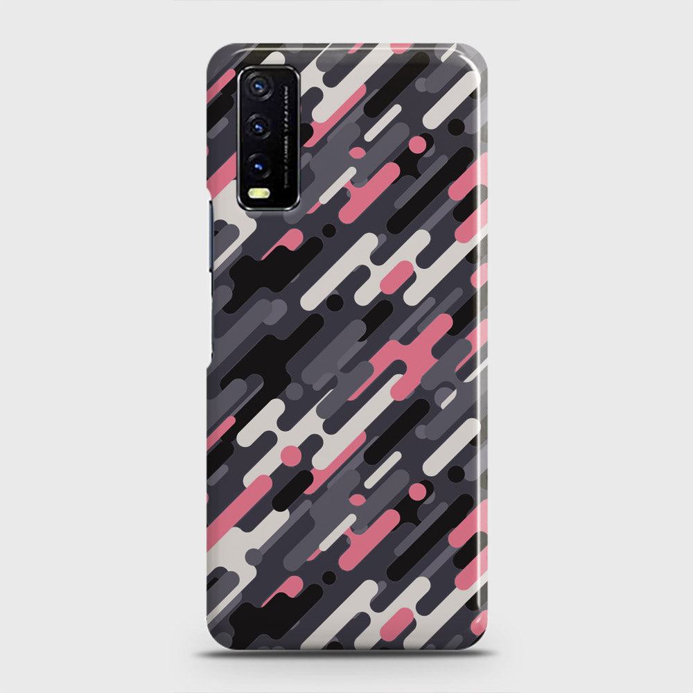Vivo Y20i  Cover - Camo Series 3 - Pink & Grey Design - Matte Finish - Snap On Hard Case with LifeTime Colors Guarantee