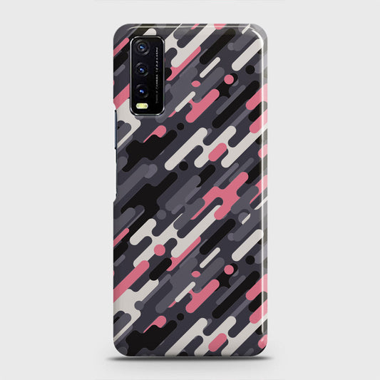 Vivo Y20i  Cover - Camo Series 3 - Pink & Grey Design - Matte Finish - Snap On Hard Case with LifeTime Colors Guarantee