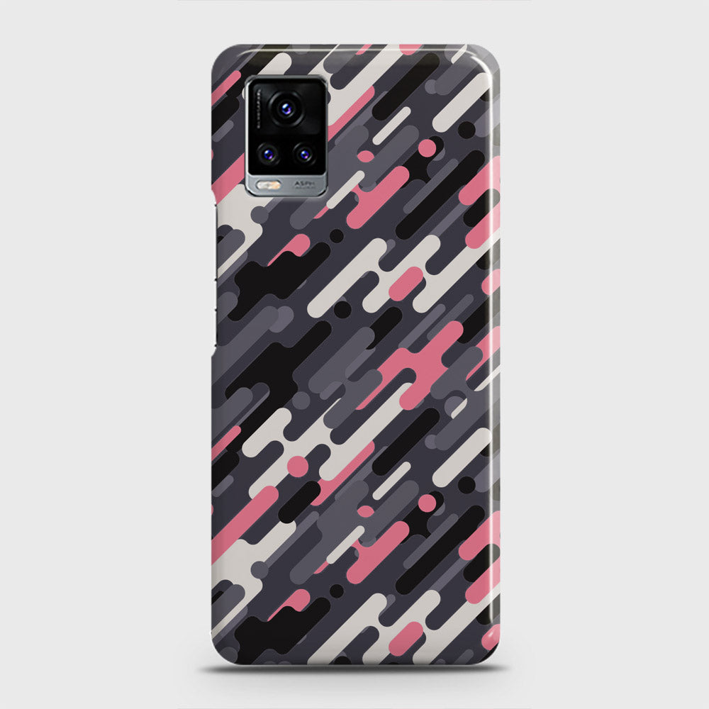 Vivo V20  Cover - Camo Series 3 - Pink & Grey Design - Matte Finish - Snap On Hard Case with LifeTime Colors Guarantee