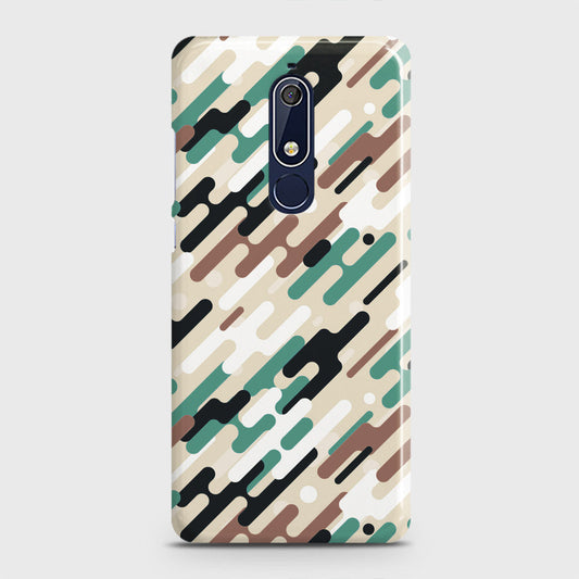 Nokia 5.1 Cover - Camo Series 3 - Black & Brown Design - Matte Finish - Snap On Hard Case with LifeTime Colors Guarantee