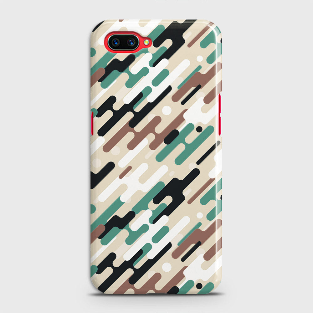 Oppo A3S Cover - Camo Series 3 - Black & Brown Design - Matte Finish - Snap On Hard Case with LifeTime Colors Guarantee