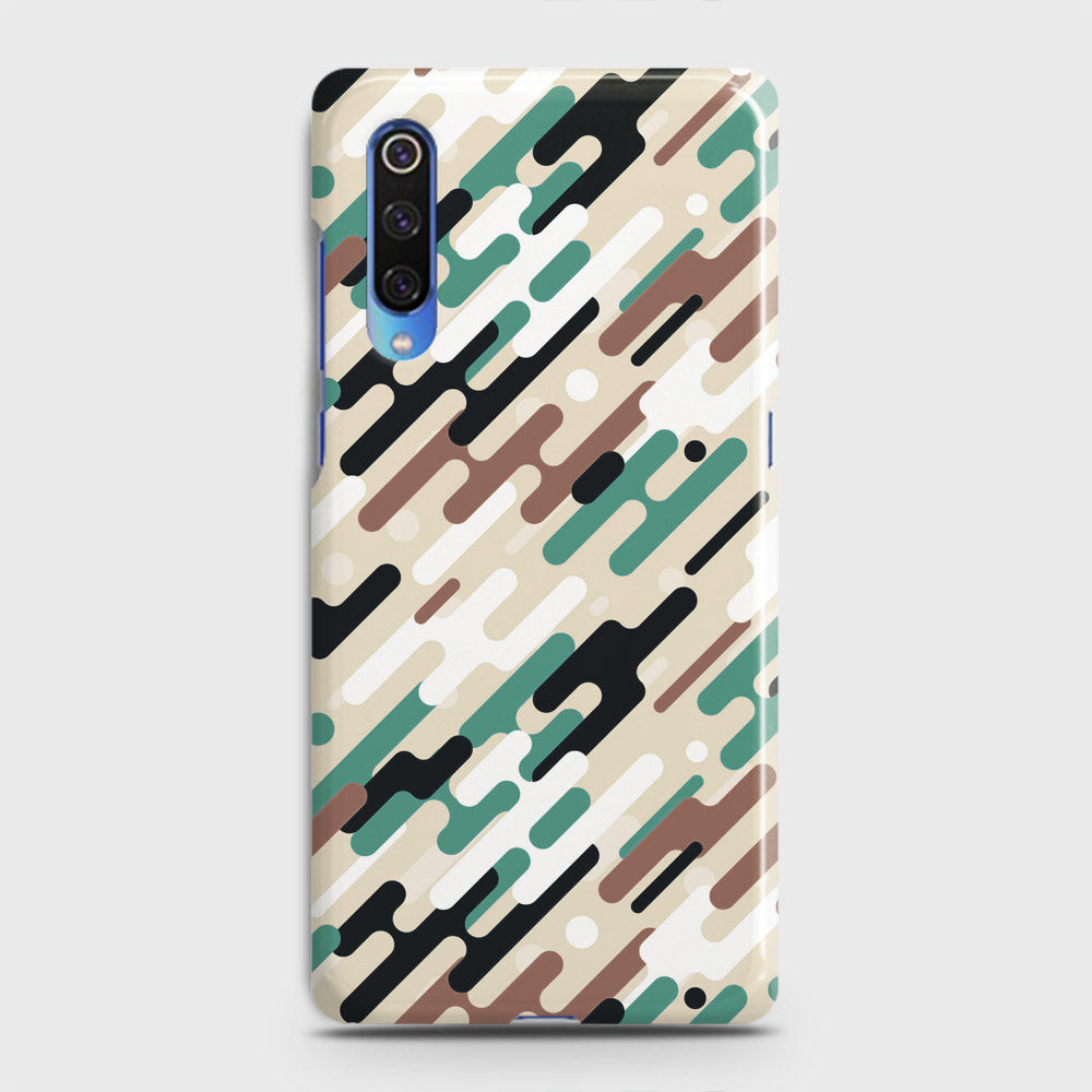 Xiaomi Mi 9 Cover - Camo Series 3 - Black & Brown Design - Matte Finish - Snap On Hard Case with LifeTime Colors Guarantee