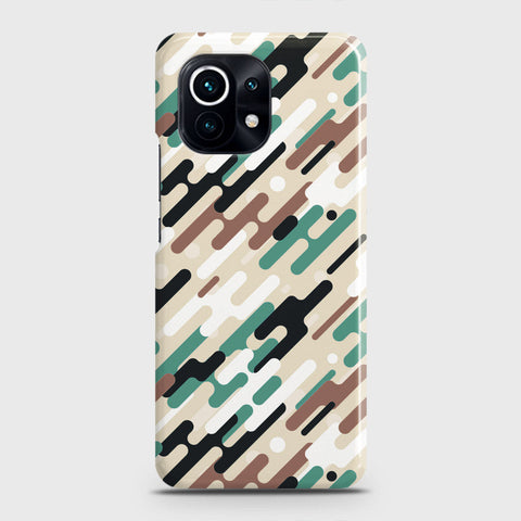 Xiaomi Mi 11 Lite Cover - Camo Series 3 - Black & Brown Design - Matte Finish - Snap On Hard Case with LifeTime Colors Guarantee