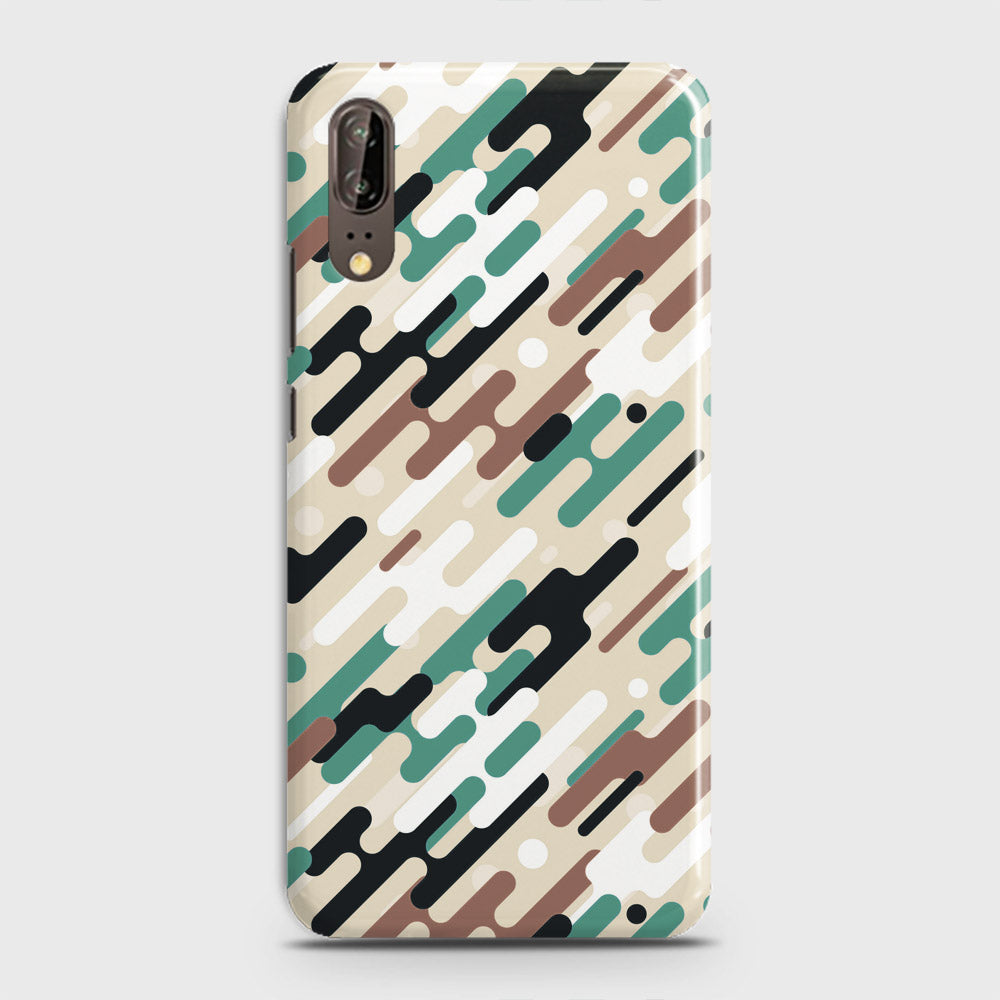 Huawei P20 Cover - Camo Series 3 - Black & Brown Design - Matte Finish - Snap On Hard Case with LifeTime Colors Guarantee