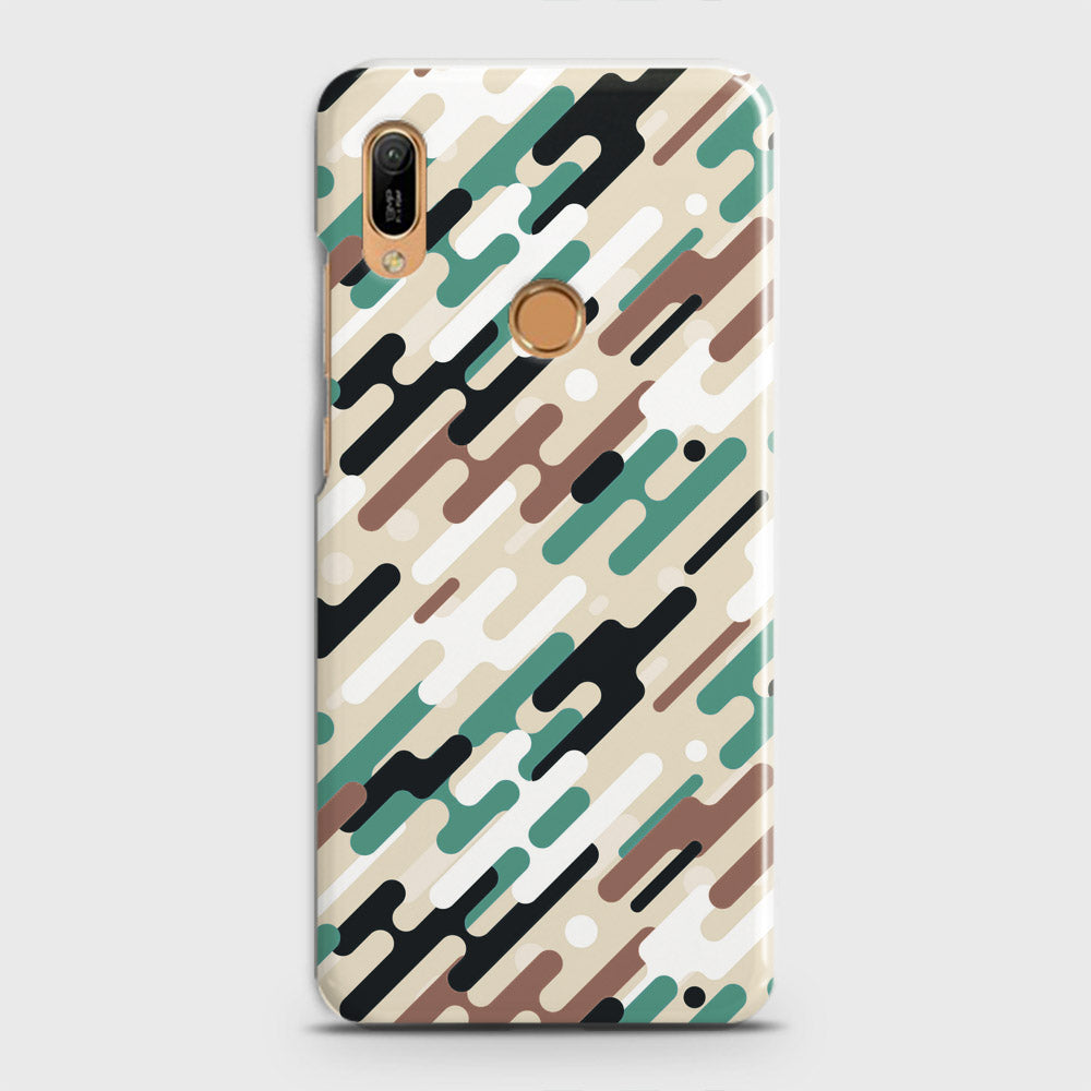 Huawei Y6 2019 Cover - Camo Series 3 - Black & Brown Design - Matte Finish - Snap On Hard Case with LifeTime Colors Guarantee