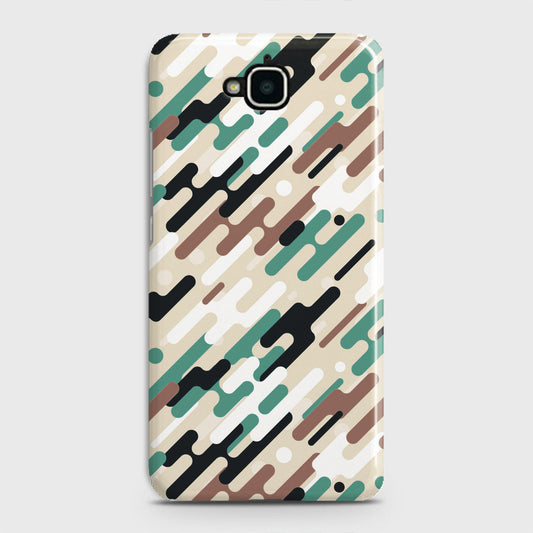 Huawei Y6 Pro 2015 Cover - Camo Series 3 - Black & Brown Design - Matte Finish - Snap On Hard Case with LifeTime Colors Guarantee