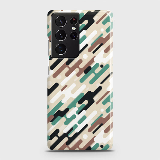 Samsung Galaxy S21 Ultra 5G Cover - Camo Series 3 - Black & Brown Design - Matte Finish - Snap On Hard Case with LifeTime Colors Guarantee