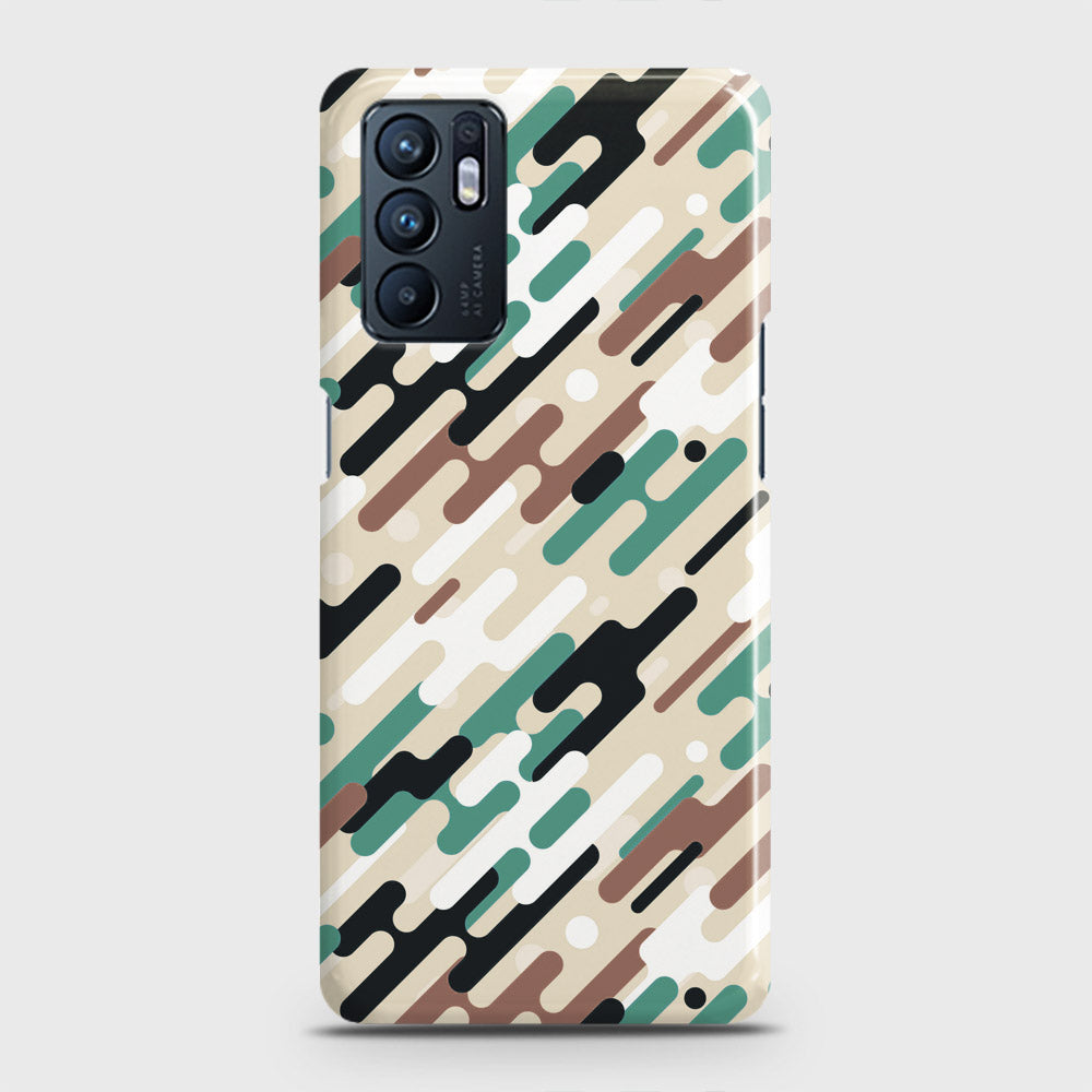Oppo Reno 6 Cover - Camo Series 3 - Black & Brown Design - Matte Finish - Snap On Hard Case with LifeTime Colors Guarantee