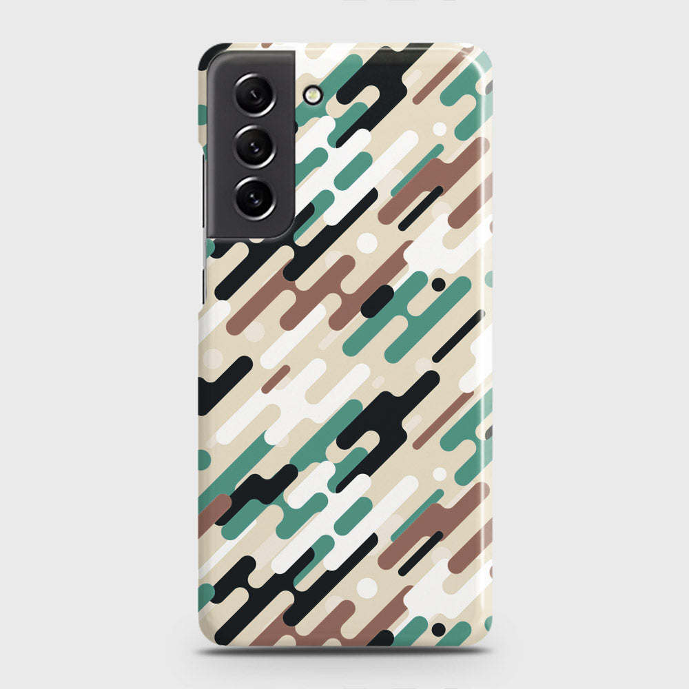 Samsung Galaxy S21 FE 5G Cover - Camo Series 3 - Black & Brown Design - Matte Finish - Snap On Hard Case with LifeTime Colors Guarantee