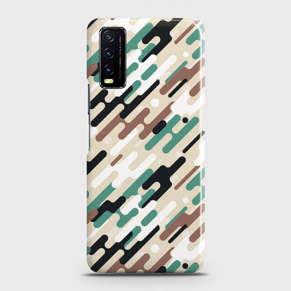 Vivo Y12s  Cover - Camo Series 3 - Black & Brown Design - Matte Finish - Snap On Hard Case with LifeTime Colors Guarantee