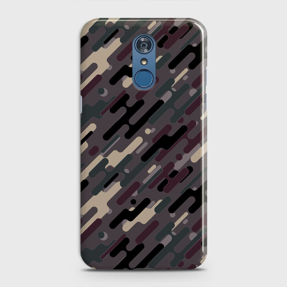 LG Q7 Cover - Camo Series 3 - Red & Brown Design - Matte Finish - Snap On Hard Case with LifeTime Colors Guarantee