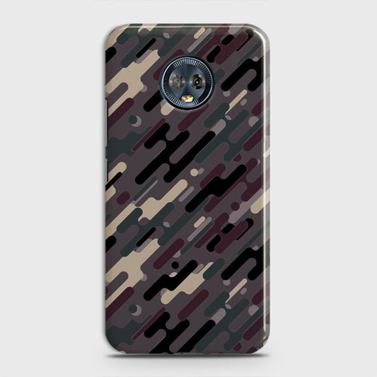 Motorola Moto G6 Plus Cover - Camo Series 3 - Red & Brown Design - Matte Finish - Snap On Hard Case with LifeTime Colors Guarantee