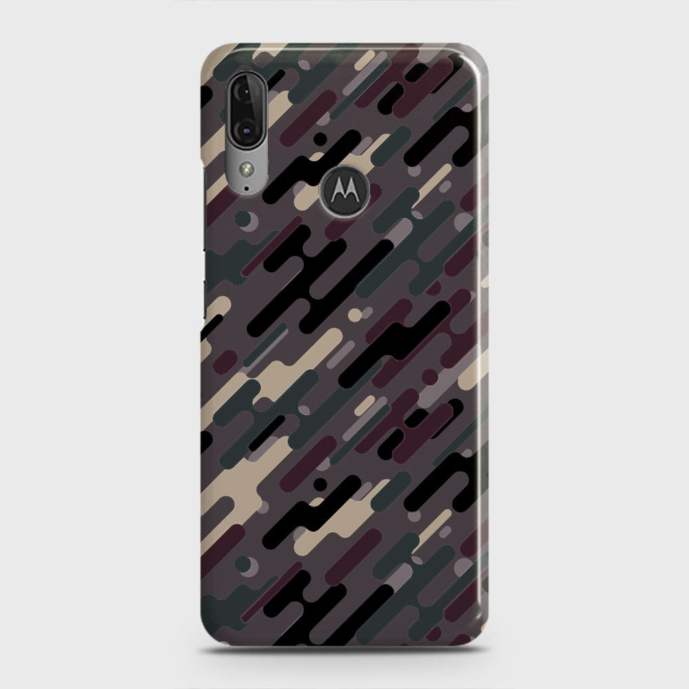 Motorola Moto E6 Plus Cover - Camo Series 3 - Red & Brown Design - Matte Finish - Snap On Hard Case with LifeTime Colors Guarantee