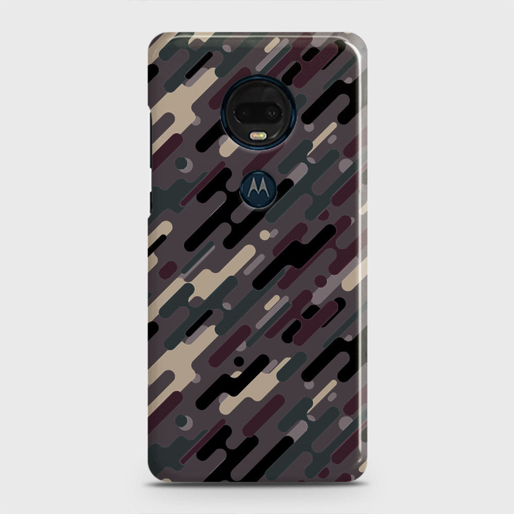 Motorola Moto G7 Plus Cover - Camo Series 3 - Red & Brown Design - Matte Finish - Snap On Hard Case with LifeTime Colors Guarantee