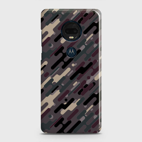 Motorola Moto G7 Plus Cover - Camo Series 3 - Red & Brown Design - Matte Finish - Snap On Hard Case with LifeTime Colors Guarantee