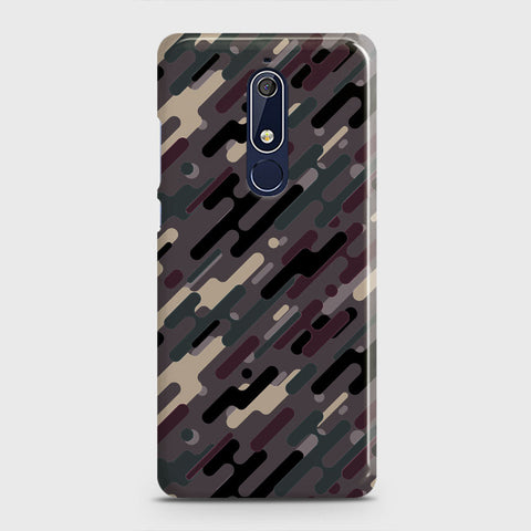 Nokia 5.1 Cover - Camo Series 3 - Red & Brown Design - Matte Finish - Snap On Hard Case with LifeTime Colors Guarantee