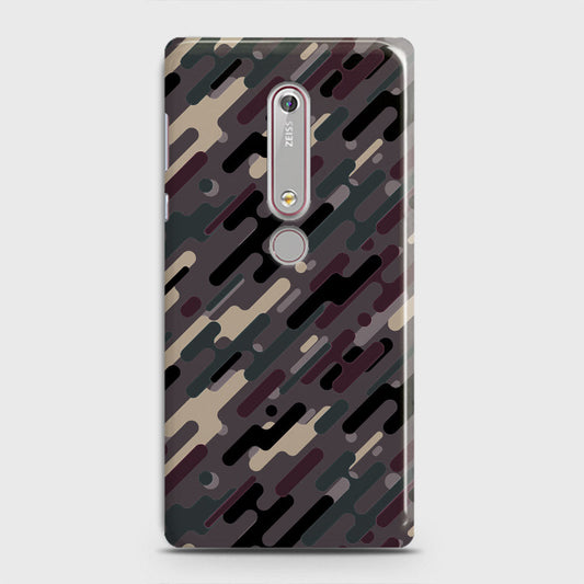 Nokia 6.1 Cover - Camo Series 3 - Red & Brown Design - Matte Finish - Snap On Hard Case with LifeTime Colors Guarantee
