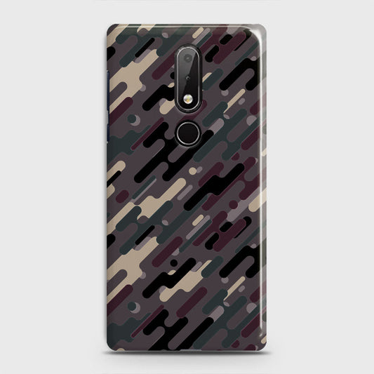 Nokia 6.1 Plus Cover - Camo Series 3 - Red & Brown Design - Matte Finish - Snap On Hard Case with LifeTime Colors Guarantee