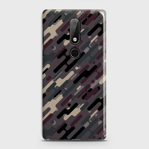 Nokia 6.1 Plus Cover - Camo Series 3 - Red & Brown Design - Matte Finish - Snap On Hard Case with LifeTime Colors Guarantee