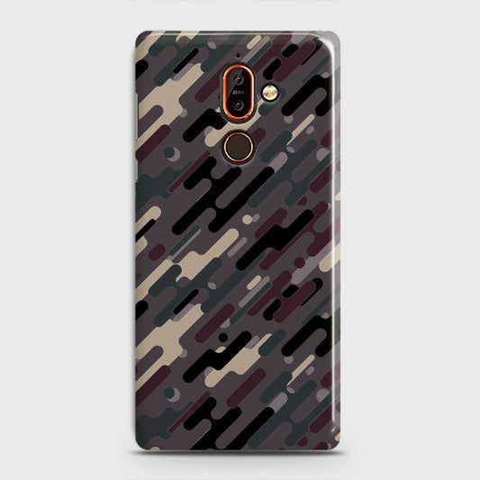 Nokia 7 Plus Cover - Camo Series 3 - Red & Brown Design - Matte Finish - Snap On Hard Case with LifeTime Colors Guarantee