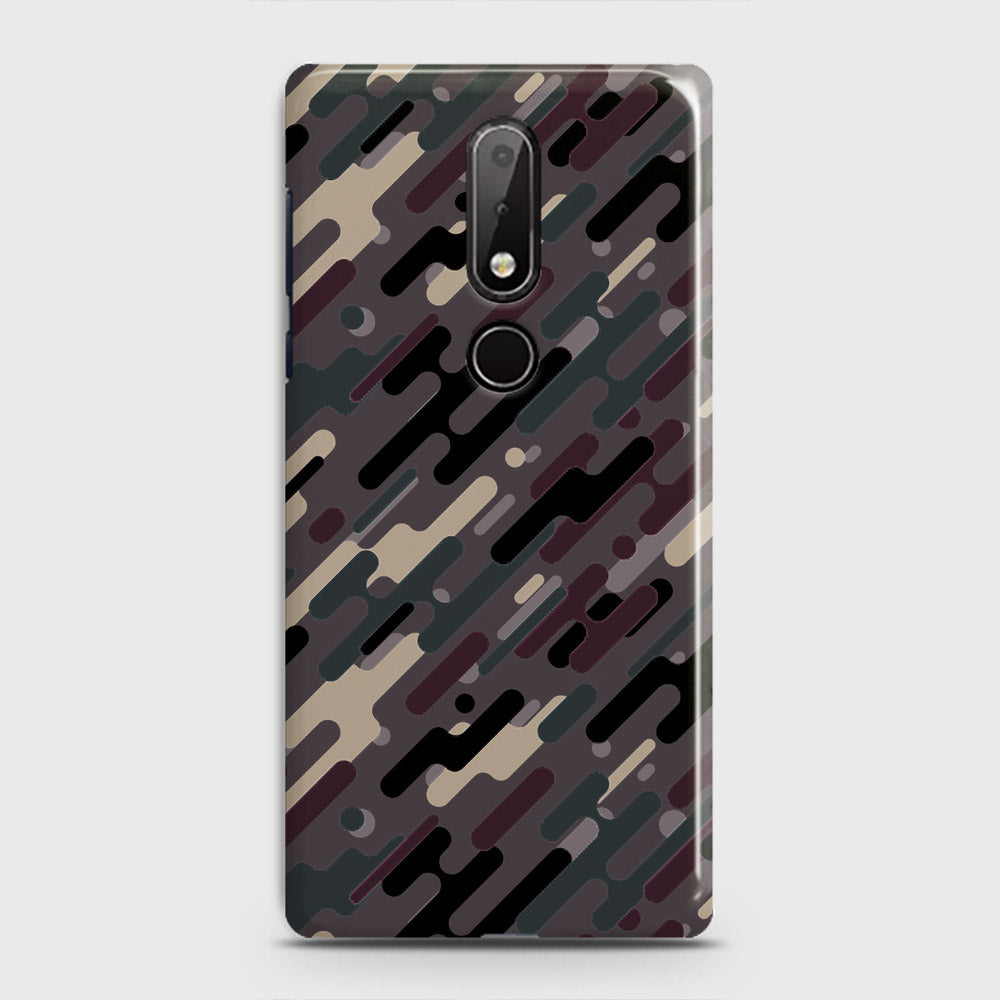 Nokia 7.1 Cover - Camo Series 3 - Red & Brown Design - Matte Finish - Snap On Hard Case with LifeTime Colors Guarantee
