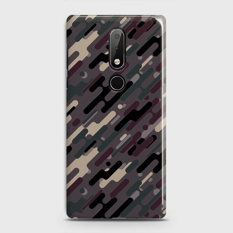 Nokia 7.1 Cover - Camo Series 3 - Red & Brown Design - Matte Finish - Snap On Hard Case with LifeTime Colors Guarantee