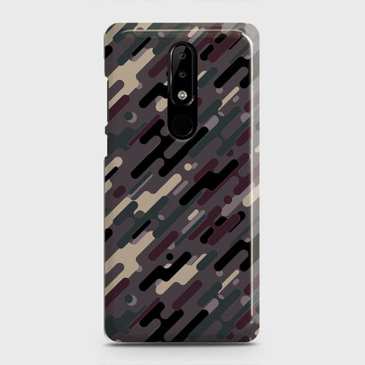 Nokia 5.1 Plus / Nokia X5  Cover - Camo Series 3 - Red & Brown Design - Matte Finish - Snap On Hard Case with LifeTime Colors Guarantee