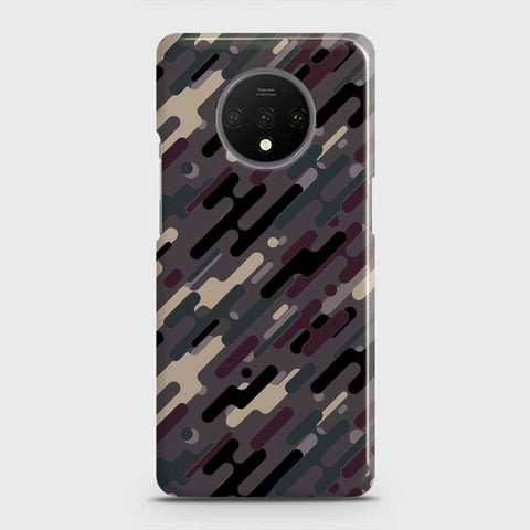 OnePlus 7T Cover - Camo Series 3 - Red & Brown Design - Matte Finish - Snap On Hard Case with LifeTime Colors Guarantee