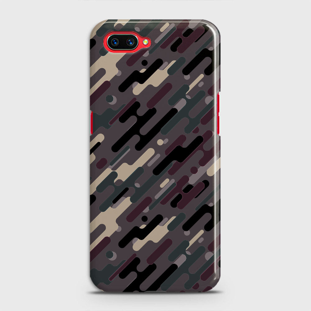 Oppo A3S Cover - Camo Series 3 - Red & Brown Design - Matte Finish - Snap On Hard Case with LifeTime Colors Guarantee