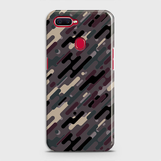 Oppo A7 Cover - Camo Series 3 - Red & Brown Design - Matte Finish - Snap On Hard Case with LifeTime Colors Guarantee