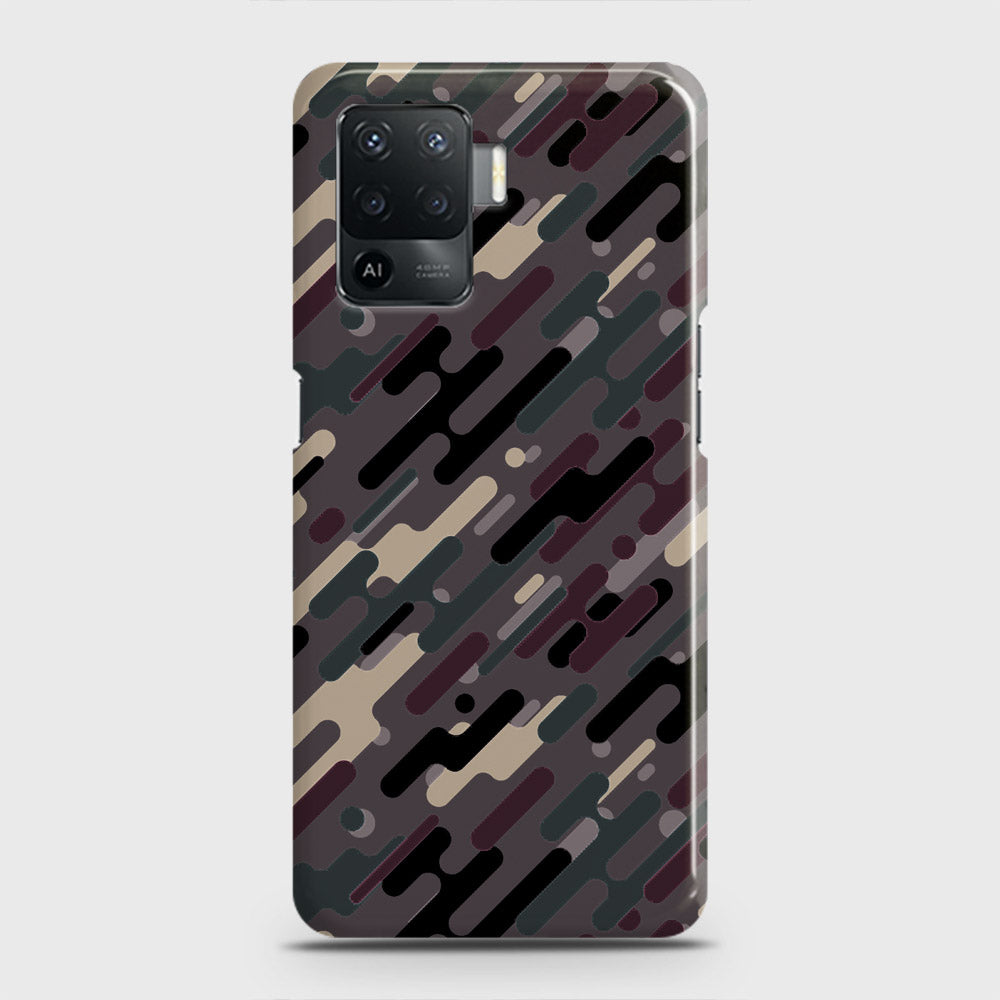 Oppo F19 Pro Cover - Camo Series 3 - Red & Brown Design - Matte Finish - Snap On Hard Case with LifeTime Colors Guarantee