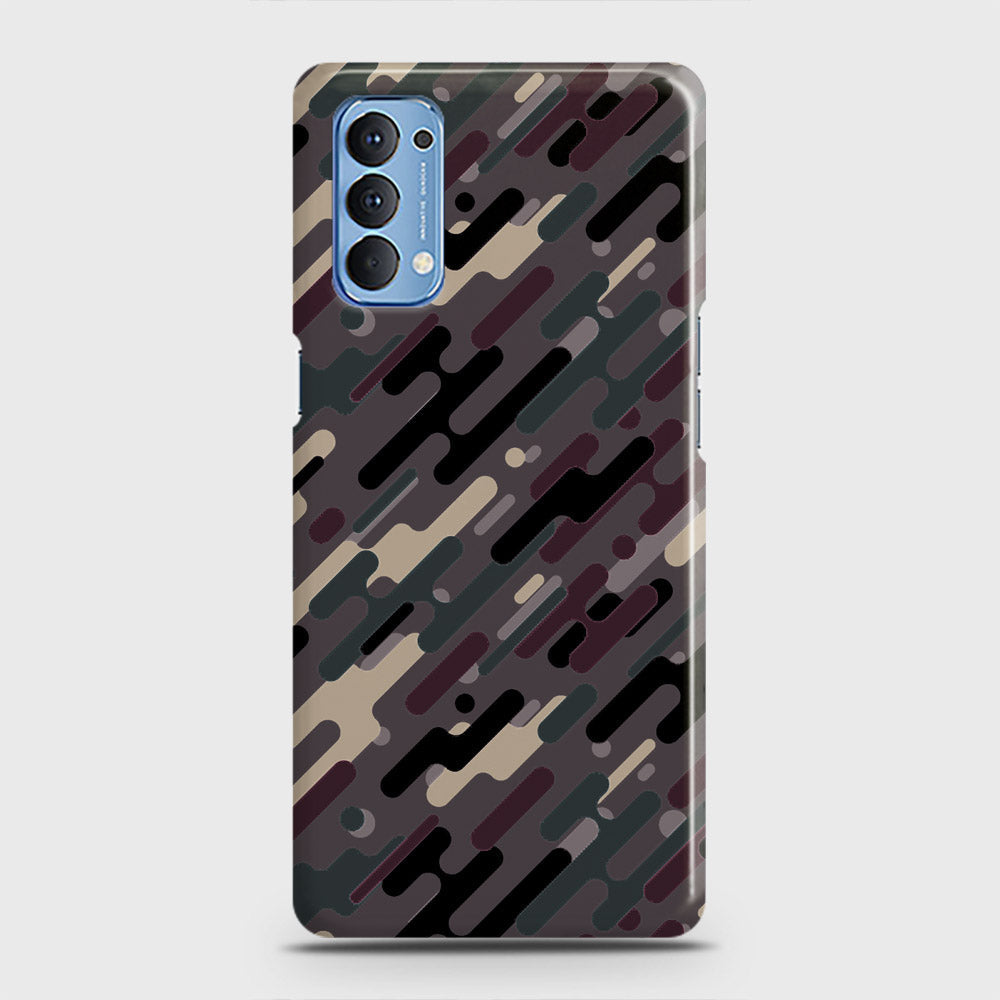 Oppo Reno 4 4G Cover - Camo Series 3 - Red & Brown Design - Matte Finish - Snap On Hard Case with LifeTime Colors Guarantee