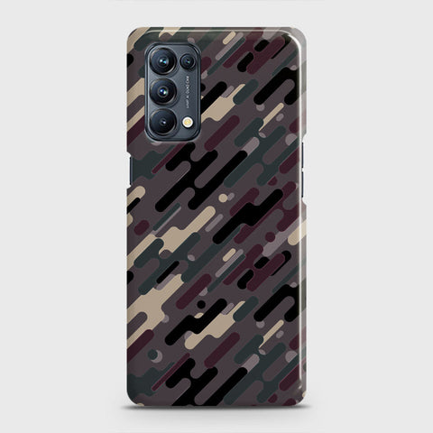 Oppo Reno 5 4G Cover - Camo Series 3 - Red & Brown Design - Matte Finish - Snap On Hard Case with LifeTime Colors Guarantee