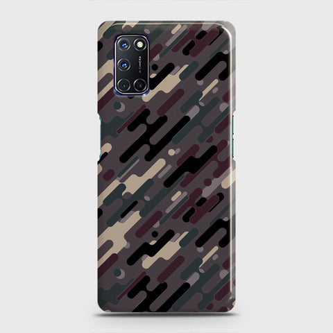 Oppo A92 Cover - Camo Series 3 - Red & Brown Design - Matte Finish - Snap On Hard Case with LifeTime Colors Guarantee