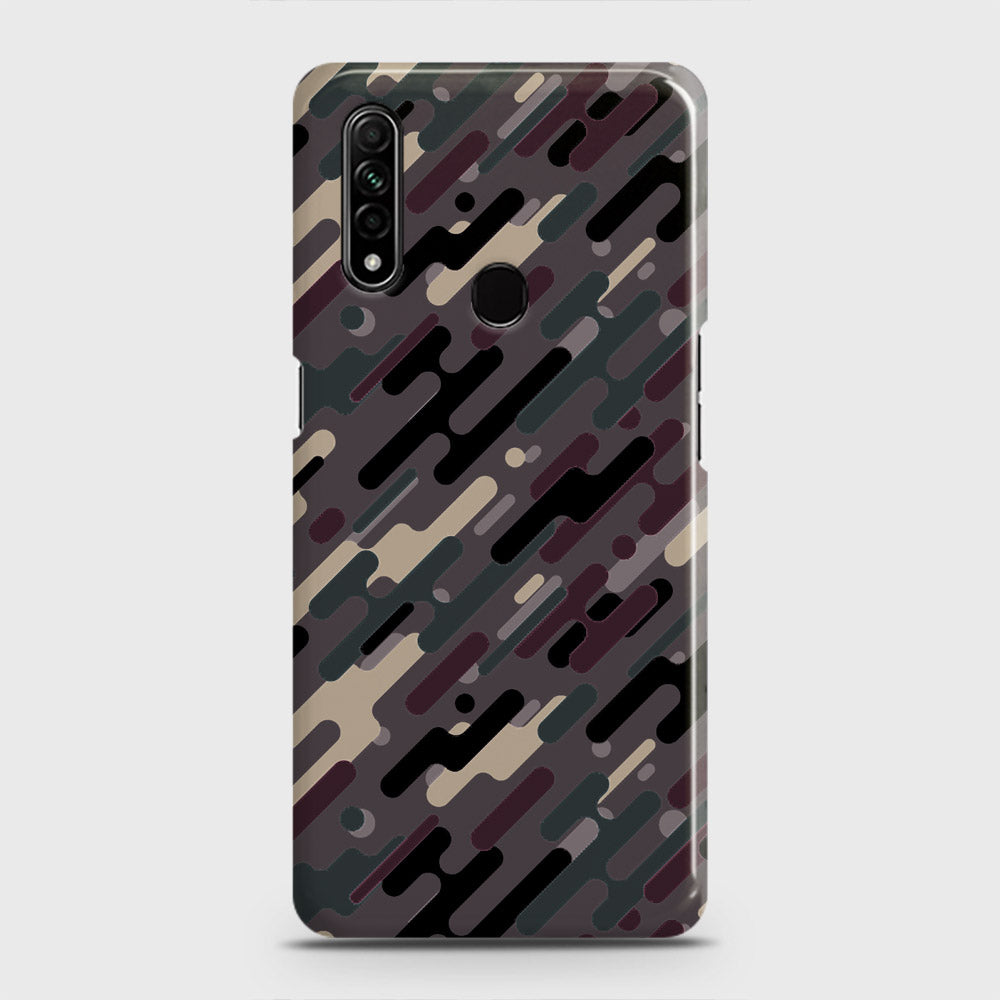 Oppo A8 Cover - Camo Series 3 - Red & Brown Design - Matte Finish - Snap On Hard Case with LifeTime Colors Guarantee