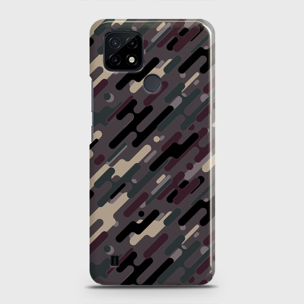 Realme C21 Cover - Camo Series 3 - Red & Brown Design - Matte Finish - Snap On Hard Case with LifeTime Colors Guarantee