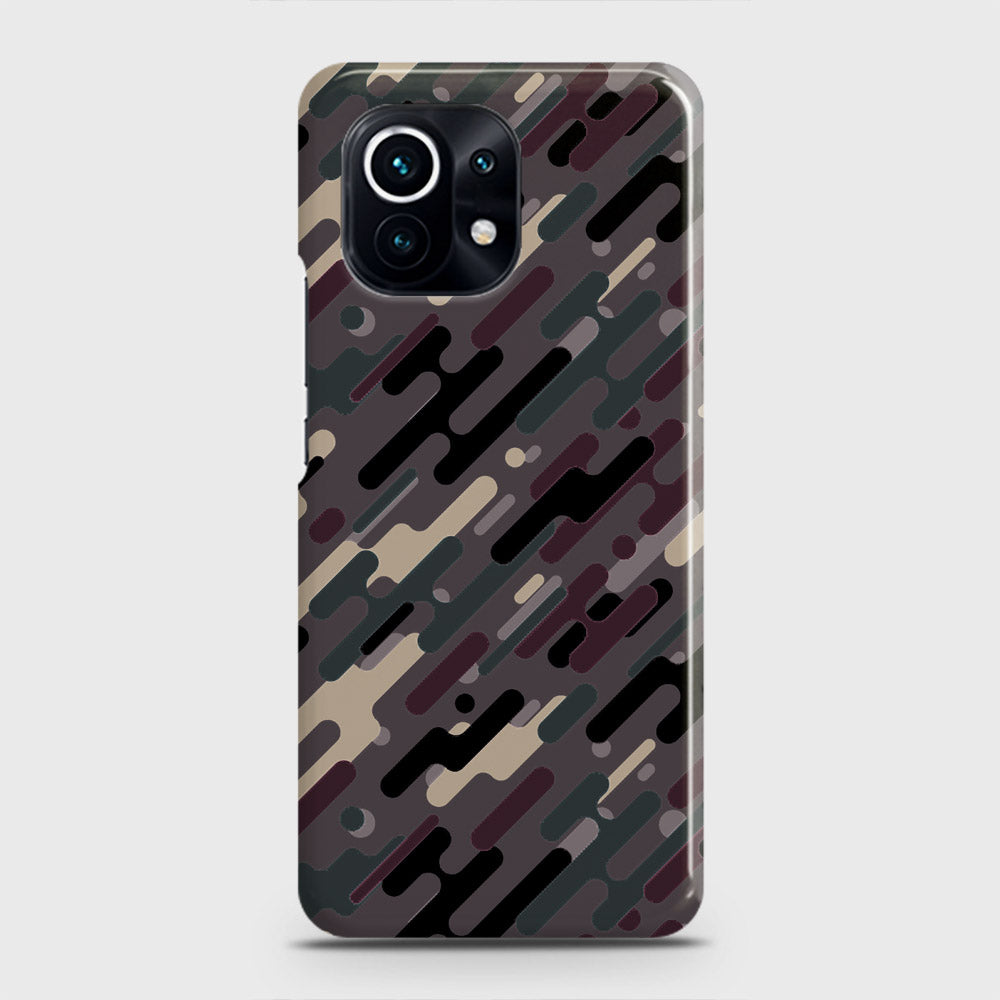Xiaomi Mi 11 Lite Cover - Camo Series 3 - Red & Brown Design - Matte Finish - Snap On Hard Case with LifeTime Colors Guarantee