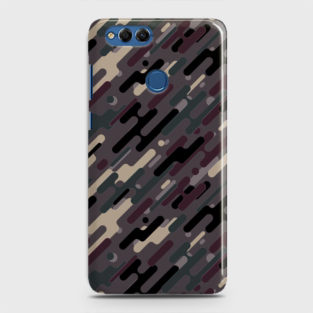 Huawei Honor 7X Cover - Camo Series 3 - Red & Brown Design - Matte Finish - Snap On Hard Case with LifeTime Colors Guarantee