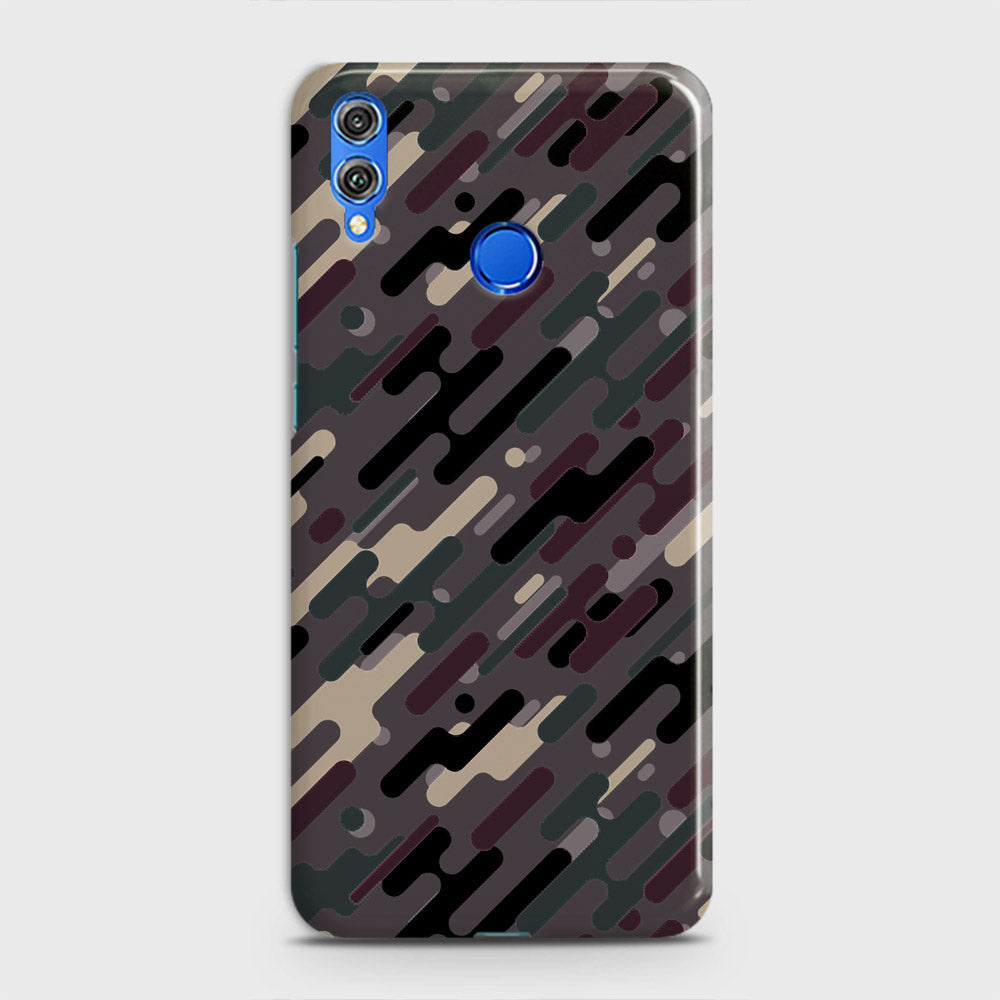Huawei Honor 8X Cover - Camo Series 3 - Red & Brown Design - Matte Finish - Snap On Hard Case with LifeTime Colors Guarantee