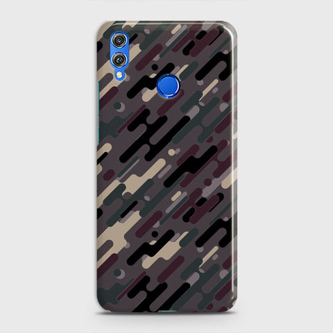 Huawei P smart 2019 Cover - Camo Series 3 - Red & Brown Design - Matte Finish - Snap On Hard Case with LifeTime Colors Guarantee